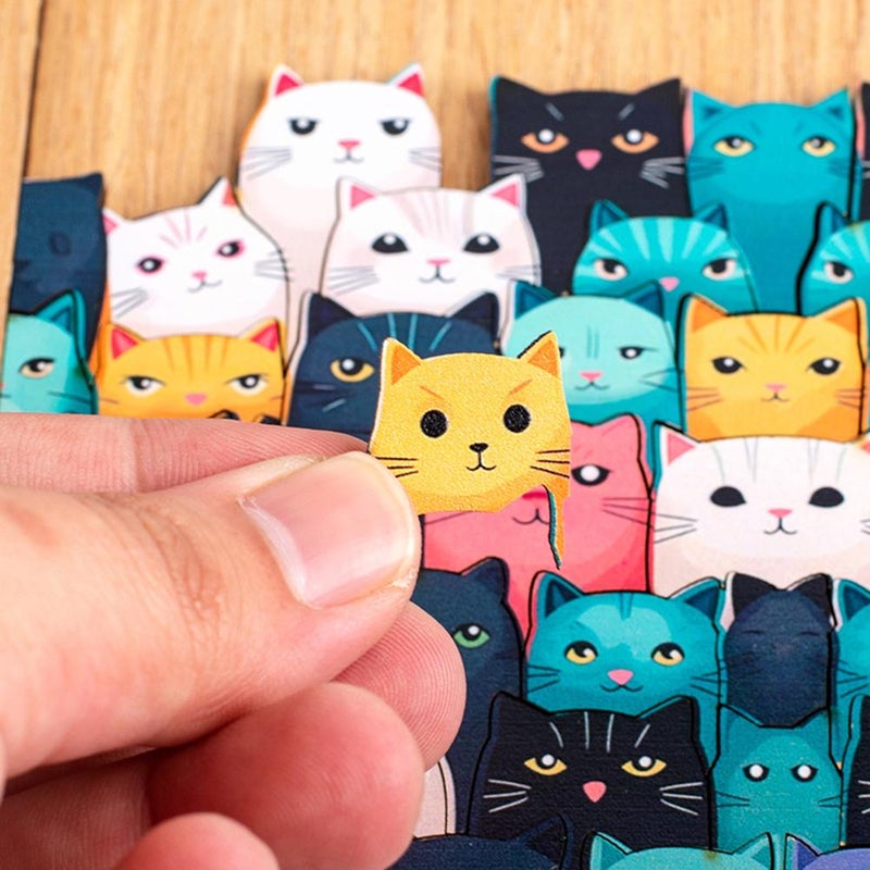 Cat Shaped Puzzle, 62-piece Colored Cat Shaped Wooden Jigsaw Puzzle for Adults, Framed by Adorable Cats Outline Puzzles, for Birthday, Christmas, New Year, & Easter Celebrations - Image 4